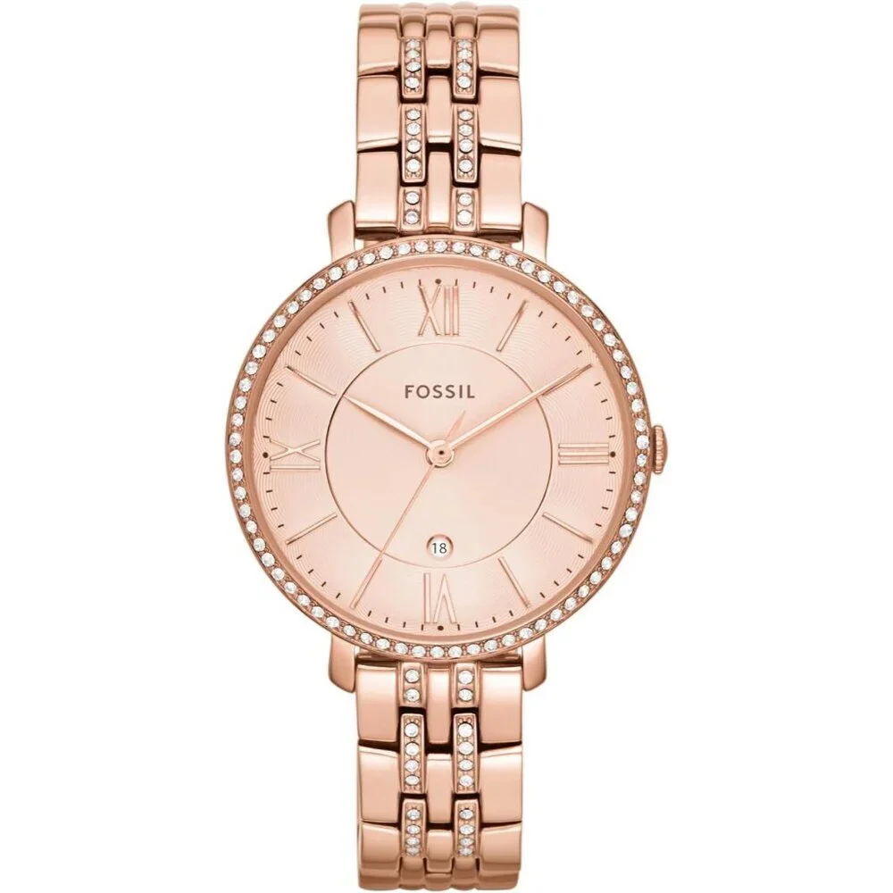 Women's Rose Gold Jacqueline Quartz Stainless Steel Three Hand Bracelet Watch